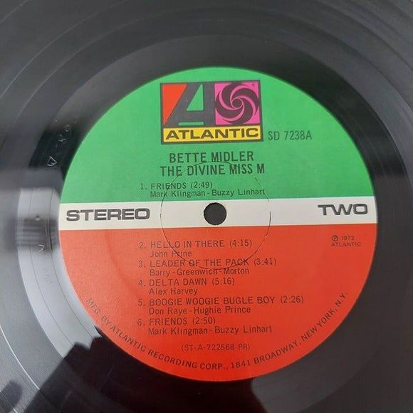 The Divine Miss M by Bette Midler LP Vinyl Record 1972 Atlantic SD 7238 - Picture 9 of 9